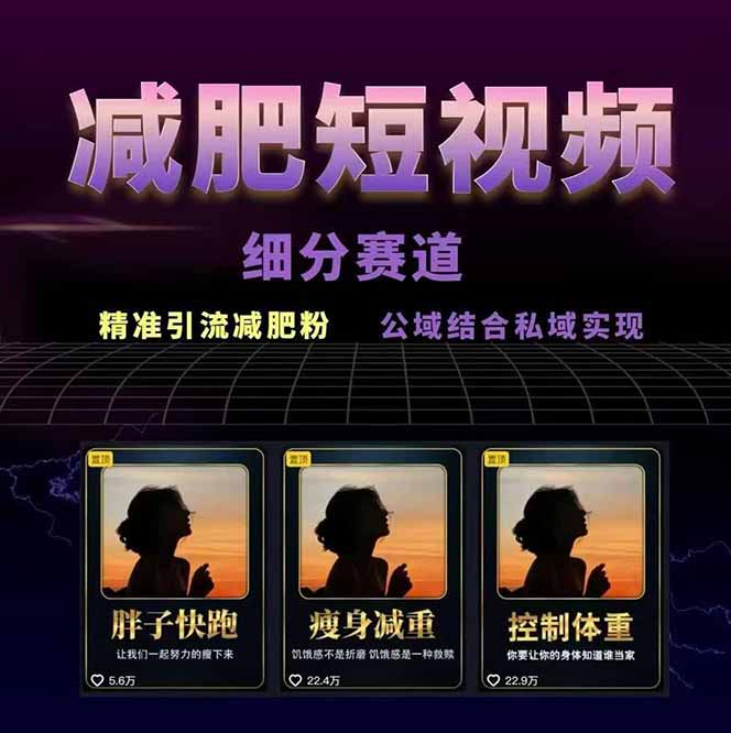 减肥短视频赛道运营课:素材准备-视频制作-引流变现全流程 (附素材
