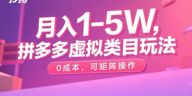 图片[1]-月入1-5W，拼多多虚拟类目玩法，0成本，可矩阵操作-阿鑫