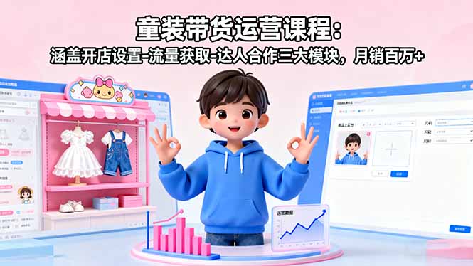 图片[1]-童装带货运营课程：涵盖开店设置-流量获取-达人合作三大模块，月销百万+-阿鑫