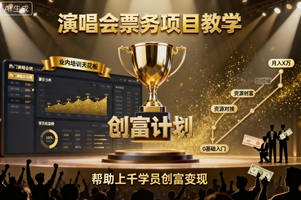演唱会票务项目教学，业内培训天花板，帮助上千学员创富变现（更新）