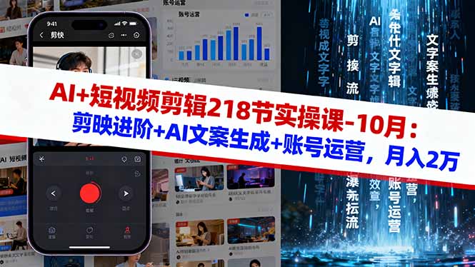 图片[1]-AI+短视频剪辑218节实操课-10月：剪映进阶+AI文案生成+账号运营，月入2万-阿鑫