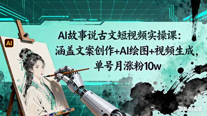 图片[1]-AI故事说古文短视频实操课：涵盖文案创作+AI绘图+视频生成，单号月涨粉10w-阿鑫