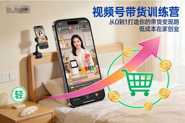 视频号带货训练营,从0到1打造你的带货变现路,低成本在家创业-阿鑫