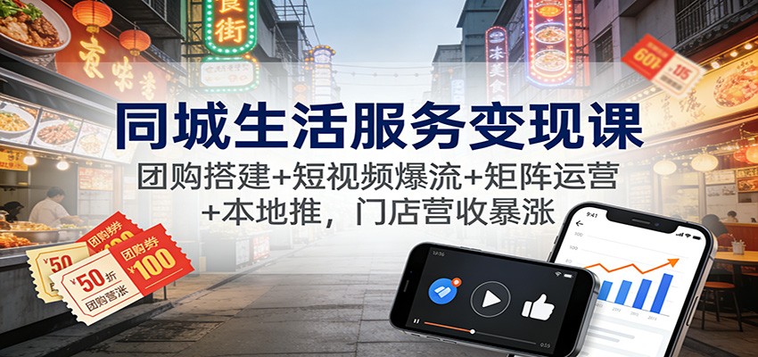 图片[1]-同城生活服务变现课：团购搭建+短视频爆流+矩阵运营+本地推，门店营收暴涨-阿鑫