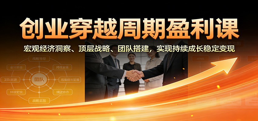 创业穿越周期盈利课:宏观经济洞察、顶层战略、团队搭建,实现持续成长稳定变现-阿鑫