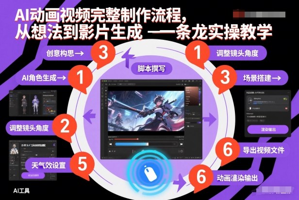 AI动画视频完整制作流程，从想法到影片生成一条龙实操教学-阿鑫