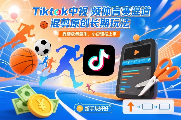 Tiktok中视频体育赛道混剪原创长期玩法,靠播放量賺米,小白轻松上手-阿鑫