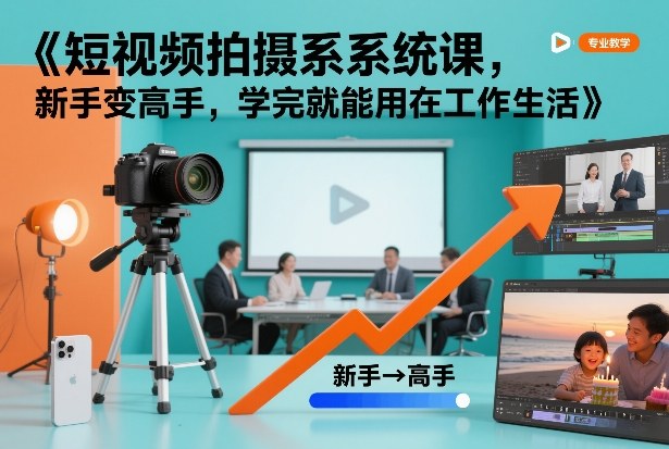 短视频拍摄系统课，新手变高手，学完就能用在工作生活