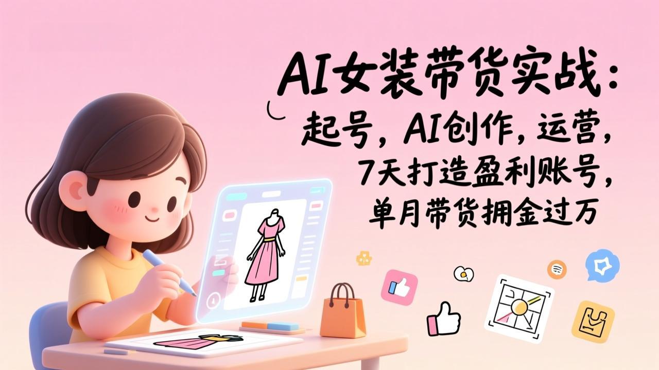 AI女装带货实战：起号，AI创作，运营，7天打造盈利账号，单月带货佣金过万-阿鑫