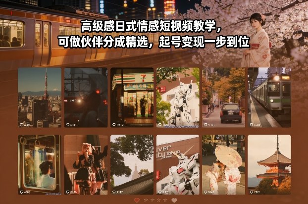 高级感日式情感短视频教学，可做伙伴分成精选，起号变现一步到位-阿鑫