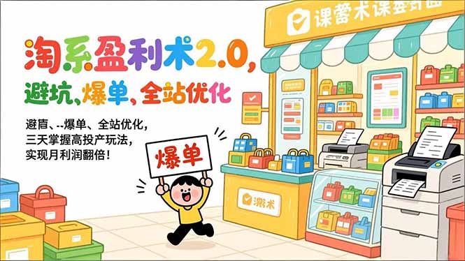 淘系盈利术2.0，避坑、爆单、全站优化，三天掌握高投产玩法，实现月利润翻倍！-阿鑫