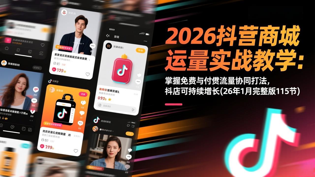 图片[1]-2026抖音商城运营实战教学：掌握免费与付费流量协同打法，抖店可持续增长(26年1月完整版115节-阿鑫