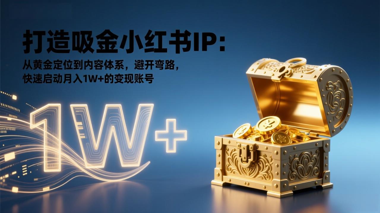 打造吸金小红书IP：从黄金定位到内容体系，避开弯路，快速启动月入1W+的变现账号-阿鑫
