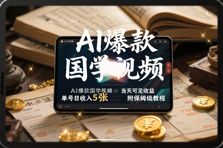 AI爆款国学视频，独家起号方法，小白直接上手，当天可见收益，单号日收入5张+附保姆级教程-阿鑫