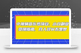 中视频音乐号项目:小白副业变现指南,月入过W不是梦【揭秘】