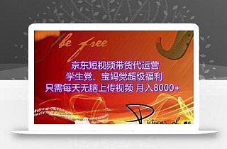 京东短视频带货代运营,学生党、宝妈党超级福利,只需每天无脑上传视频,月入8000+【仅揭秘】