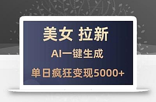 美女暴力拉新,通过AI一键生成,单日疯狂变现5000+,纯小白一学就会!