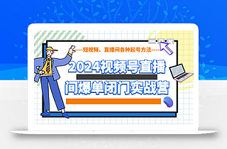 2024视频号直播间爆单闭门实战营,教你如何做视频号,短视频、直播间各种起号方法