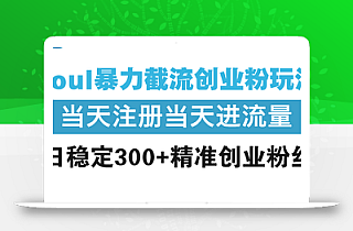 Soul暴力截流创业粉玩法,当天注册当天进流量,日稳定300+精准创业粉丝
