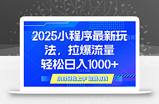 2025年小程序最新玩法,流量直接拉爆,单日稳定变现1000+