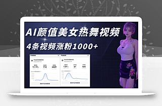 AI颜值美女热舞视频,4条视频涨粉1000+,实测6分钟一条