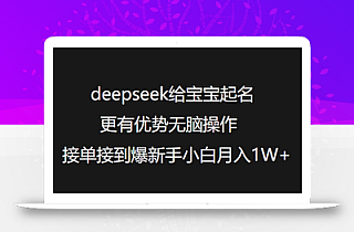 deepseek给宝宝起名更有优势无脑操作接单接到爆新手小白月入1W+