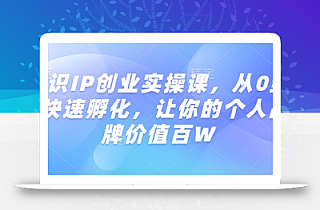 知识IP创业实操课,从0到1快速孵化,让你的个人品牌价值百W