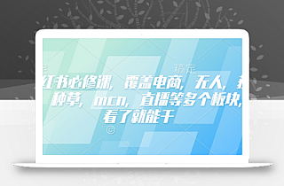 小红书必修课,覆盖电商,无人,获客,种草,mcn,直播等多个板块,看了就能干