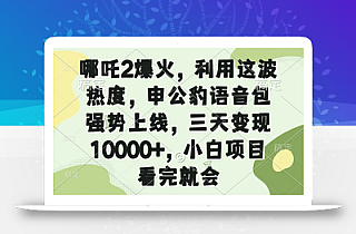哪吒2爆火,利用这波热度,申公豹语音包强势上线,三天变现10000+,小…
