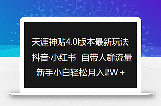 天涯神贴4.0版本最新玩法,抖音·小红书自带人群流量,新手小白轻松月入过W