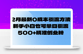 2月最新0成本引流方法,新手小白也可单日引流500+精准创业粉