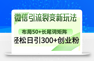 微信引流裂变新玩法:布局50+长尾词矩阵,轻松日引300+创业粉
