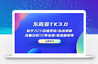 东南亚TK3.0:新手入门/店铺装修/选品策略/流量获取/订单处理/联盟营销等
