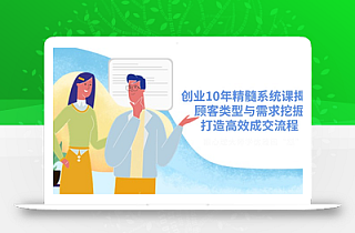 创业10年精髓系统课揭秘,顾客类型与需求挖掘,打造高效成交流程
