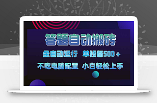 答题自动搬砖,单设备500+,今年最牛逼项目上线!!!