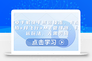 安卓手机快手搬运技术,卡魔法实拍+开飞行+MT管理器,纯搬运玩法,无需剪辑