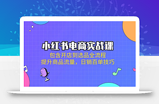 小红书电商实战课:包含开店到选品全流程,提升商品流量,日销百单技巧