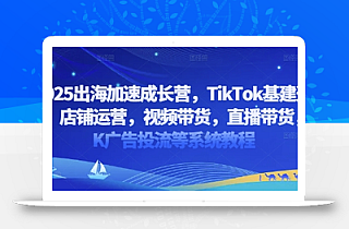 2025出海加速成长营,TikTok基建选品,店铺运营,视频带货,直播带货,TK广告投流等系统教程