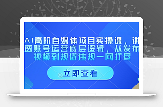 AI高阶自媒体项目实操课,讲透账号运营底层逻辑,从发布视频到规避违规一网打尽