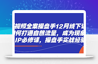 短视频全案操盘手12月线下课,如何打通自然流量,成为现象级IP必修课,操盘手实战经验