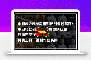 小和尚2025年实用引流秘籍!单日轻松引500+高质量创业粉,日变现800+,…