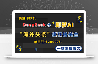 DeepSeek+即梦AI出海,美金印钞机,在“海外头条”疯狂撸美金,一键生…