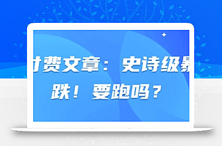 付费文章:史诗级暴跌!要跑吗?