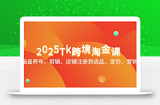 2025Tk跨境淘金课:涵盖养号、剪辑、店铺注册到选品、定价、营销等