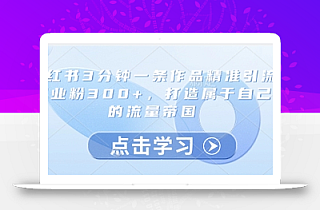 小红书3分钟一条作品精准引流创业粉300+,打造属于自己的流量帝国