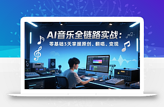 AI音乐全链路实战变现课:零基础3天掌握原创、翻唱、变现