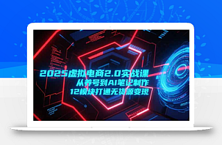 2025虚拟电商2.0实战课,从养号到AI笔记制作,12模块打通无货源变现