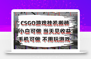 CSGO游戏挂G搬砖,小白纯手机即可操作,不用电脑打游戏,日入3张+,副业网创项目【揭秘】