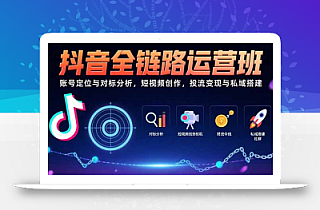 抖音全链路运营班:账号定位与对标分析,短视频创作,投流变现与私域搭建