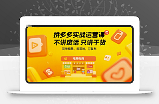 拼多多实战运营课,不讲废话只讲干货,简单粗暴,能落地,可复制